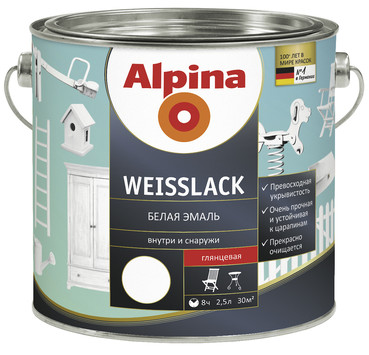 WEISSLACK (ALPINA WEISSLACK ) - эмаль белая шелковисто-матовая WEISSLACK (ALPINA WEISSLACK ) - эмаль белая шелковисто-матовая