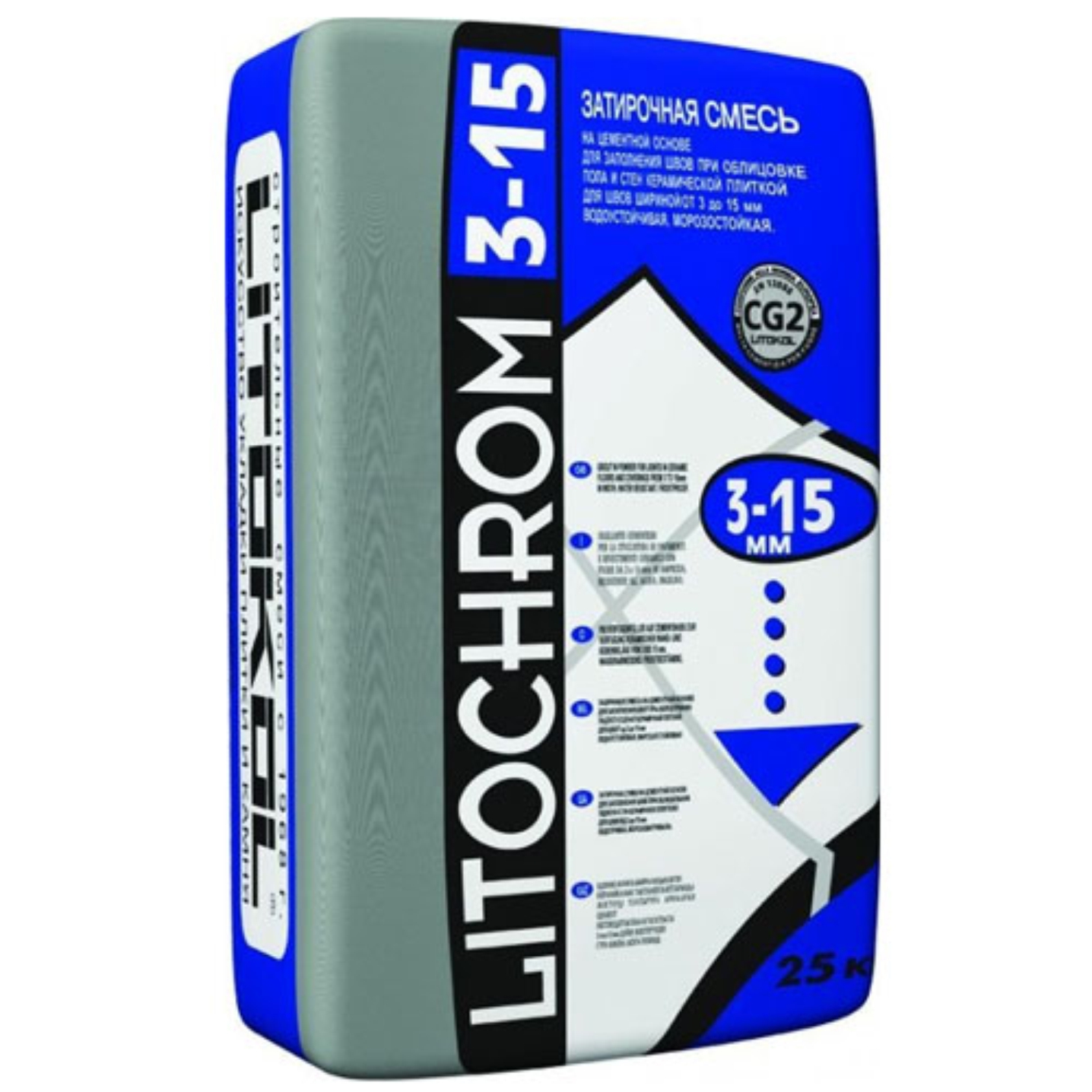 LITOCHROM 3-15 - затирка на цементной основе для межплиточных швов шириной от 3 до 15 мм, серый С.10 LITOCHROM 3-15 - затирка на цементной основе для межплиточных швов шириной от 3 до 15 мм, серый С.10