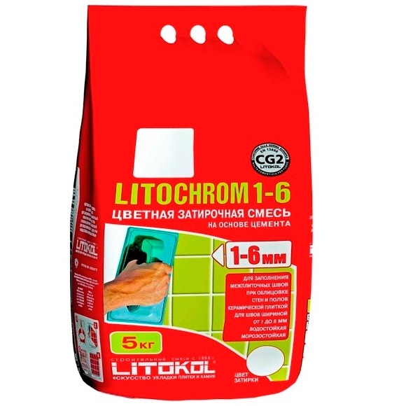 LITOCHROM 1-6 - затирка на цементной основе для межплиточных швов шириной от 1 до 6 мм, белый С.00 LITOCHROM 1-6 - затирка на цементной основе для межплиточных швов шириной от 1 до 6 мм, белый С.00