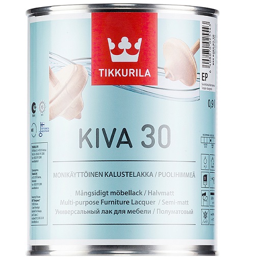 KIVA 30 (КИВА 30 ТИККУРИЛА) - универсальный акрилатный лак для мебели, полуматовый KIVA 30 (КИВА 30 ТИККУРИЛА) - универсальный акрилатный лак для мебели, полуматовый