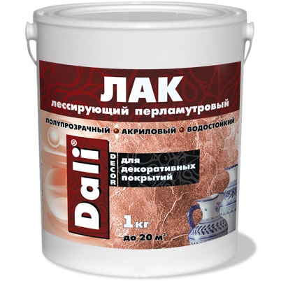 DALI-DECOR (ДАЛИ ДЕКОР) Лак лессирующий перламутровый для декоративных покрытий DALI-DECOR (ДАЛИ ДЕКОР) Лак лессирующий перламутровый для декоративных покрытий