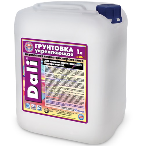 DALI (ДАЛИ) Грунтовка Акриловая Укрепляющая для сильно впитывающих поверхностей DALI (ДАЛИ) Грунтовка Акриловая Укрепляющая для сильно впитывающих поверхностей
