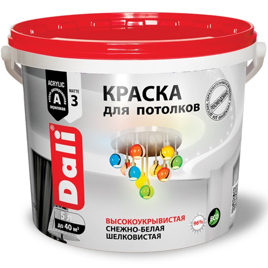 ДАЛИ (DALI) Краска для Потолков - высокоукрывистая снежно-белая шелковистая ДАЛИ (DALI) Краска для Потолков - высокоукрывистая снежно-белая шелковистая