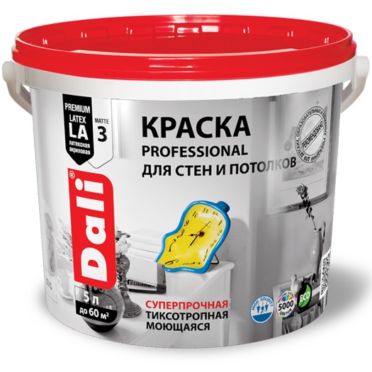 DALI (ДАЛИ) PROFESSIONAL Краска для Стен и Потолков - суперпрочная моющаяся, базис А DALI (ДАЛИ) PROFESSIONAL Краска для Стен и Потолков - суперпрочная моющаяся, базис А