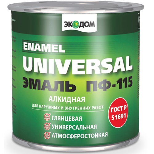 ЭКОДОМ ПФ-115 - эмаль алкидная универсальная для металлических и деревянных поверхностей ЭКОДОМ ПФ-115 - эмаль алкидная универсальная для металлических и деревянных поверхностей