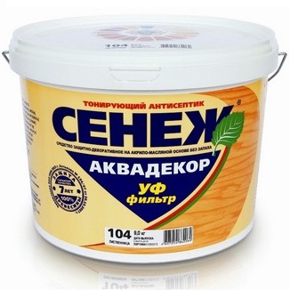 СЕНЕЖ АКВАДЕКОР - акриловый тонирующий антисептик с УФ-фильтром для защиты древесины СЕНЕЖ АКВАДЕКОР - акриловый тонирующий антисептик с УФ-фильтром для защиты древесины