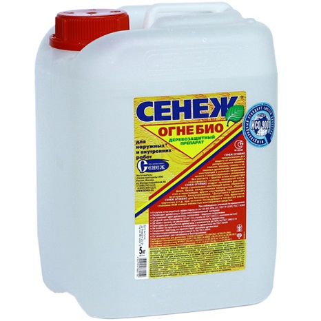 СЕНЕЖ ОГНЕБИО — комплексная огнебиозащита древесины от возгорания (II гр.) и биоразрушения СЕНЕЖ ОГНЕБИО — комплексная огнебиозащита древесины от возгорания (II гр.) и биоразрушения