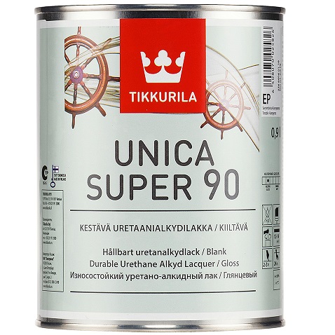 UNICA SUPER 90 (УНИКА СУПЕР ТИККУРИЛА) - яхтный износостойкий лак для дерева, глянцевый UNICA SUPER 90 (УНИКА СУПЕР ТИККУРИЛА) - яхтный износостойкий лак для дерева, глянцевый